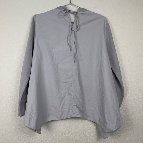 Lanvin En Bleu Mixed Media Cardigan Gray IT 38 Asymmetrical Lagenlook - Picture 5 of 13